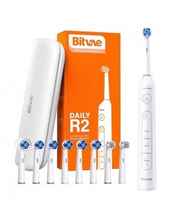 Rotary toothbrush with tips set and travel case Bitvae R2 (white)