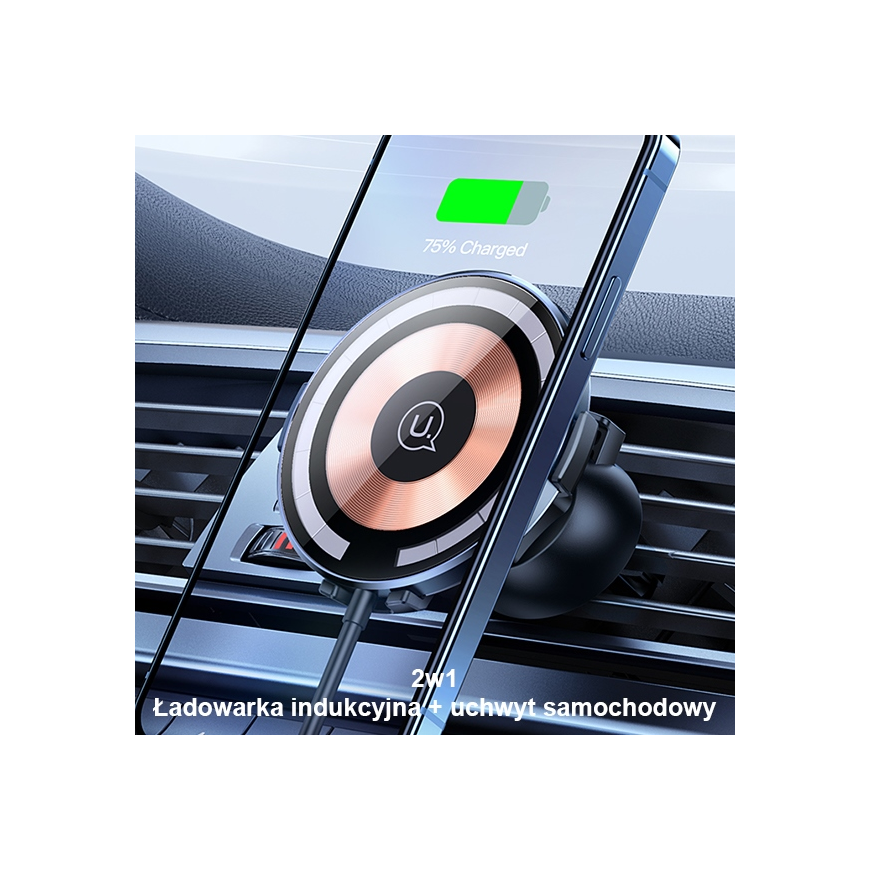USAMS Laikiklis indukcyjny US-CD164 15W 2w1 Magnetic do kratki went. transparent CD164DZ02 – 2