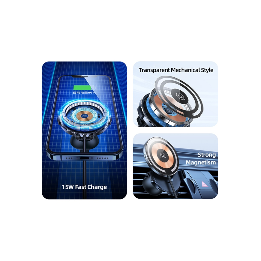 USAMS Inductive holder US-CD164 15W 2w1 Magnetic do short went. transparent CD164DZ02 – 3