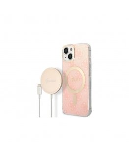Guess set Case + Charger iPhone 14 6.1" GUBPP14LH4EACSP pink BP Magsafe case + charger 4G