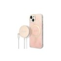 Guess rinkinys Case + Charger iPhone 14 6,1" GUBPP14LH4EACSP rožinis BP Magsafe dėklas + įkroviklis 4G