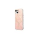 Guess rinkinys Case + Charger iPhone 14 6,1" GUBPP14LH4EACSP rožinis BP Magsafe dėklas + įkroviklis 4G