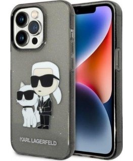 Karl Lagerfeld case for iPhone 14 Pro 6.1" KLHCP14LHNKCTGK black hardcase Glitter Karl&Choupette