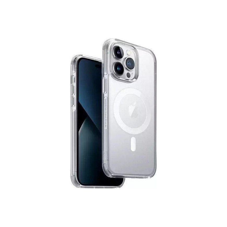 UNIQ Combat dėklas iPhone 14 Pro Max 6,7" Magclick Įkrovimas skaidrus / balandis skaidrus