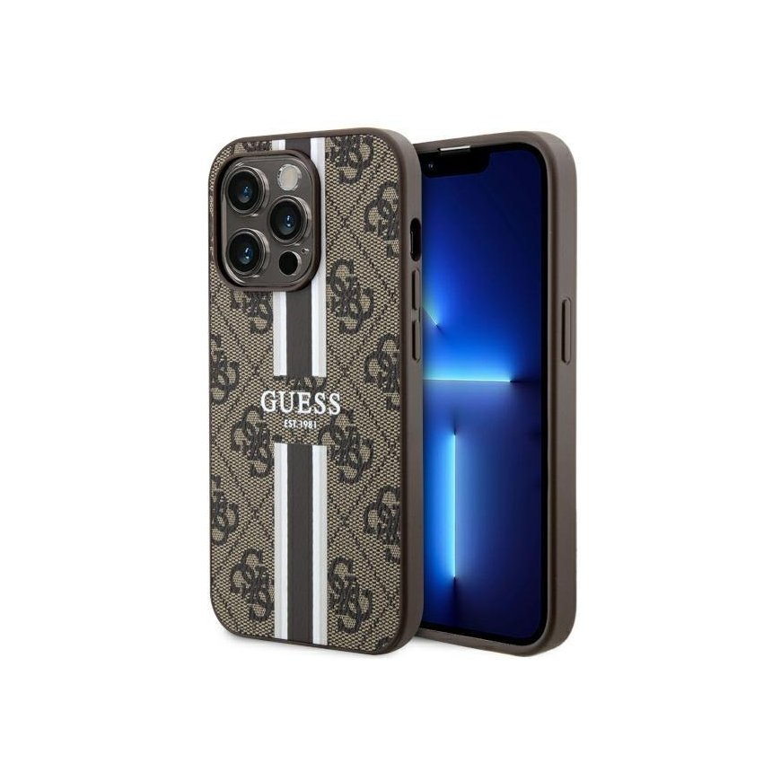 Karl Lagerfeld Guess dėklas, skirtas iPhone 14 Pro 6,1" GUHMP14LP4RPSW ruda harcase Magsafe 4G Printed Stripes