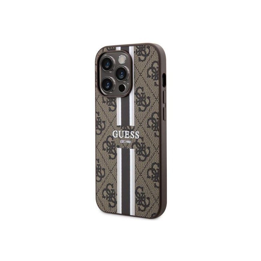 Karl Lagerfeld Guess case for iPhone 14 Pro 6.1" GUHMP14LP4RPSW brown harcase Magsafe 4G Printed Stripes – 2