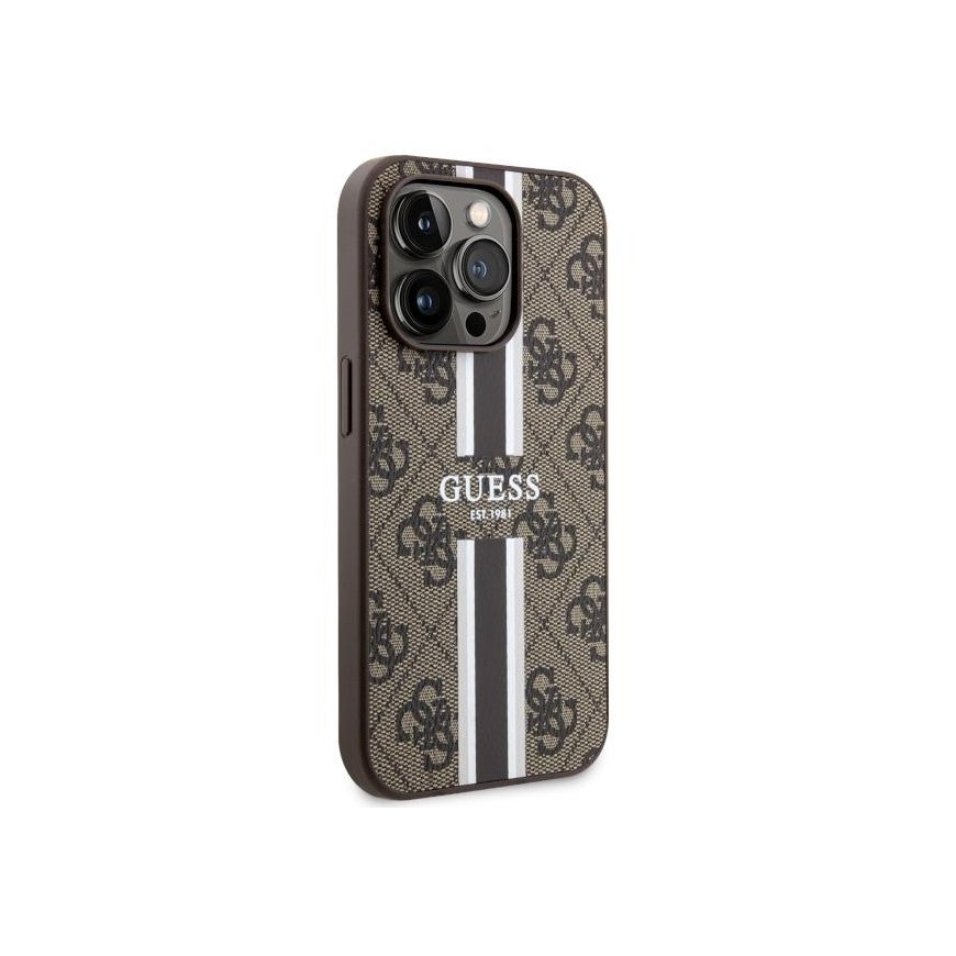 Karl Lagerfeld Guess case for iPhone 14 Pro 6.1" GUHMP14LP4RPSW brown harcase Magsafe 4G Printed Stripes – 4