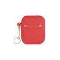Guess Headphone Protective Case, Silicone Charm Heart for AirPods, Red