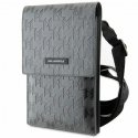 Karl Lagerfeld Phone Bag KLWBSAMSMG Silver Hard Case Phone Pounch Universal Saffiano Mono Plaque Karl Lagerfeld Phone Bag KLWBSAMSMG Silver Hard Case Phone Pounch Universal Saffiano Mono Plaque