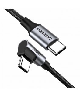 UGREEN US255 USB-C to USB-C Elbow cable, 3A, 60W, 0.5m (Black)