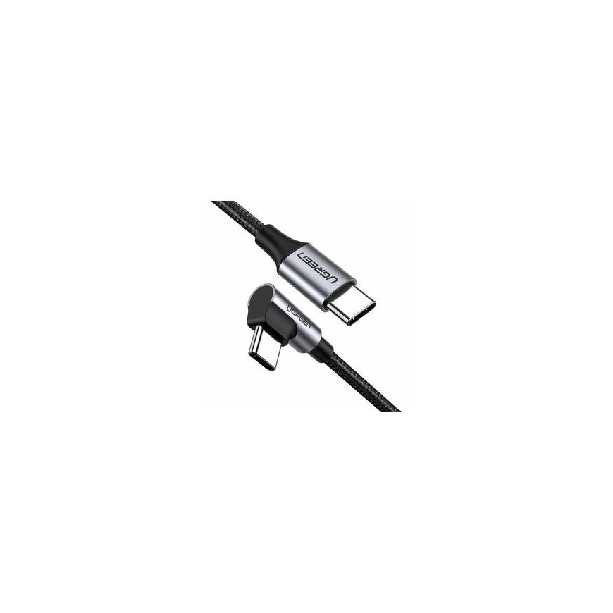 UGREEN US255 USB-C to USB-C Elbow cable, 3A, 60W, 0.5m (Black) – 2