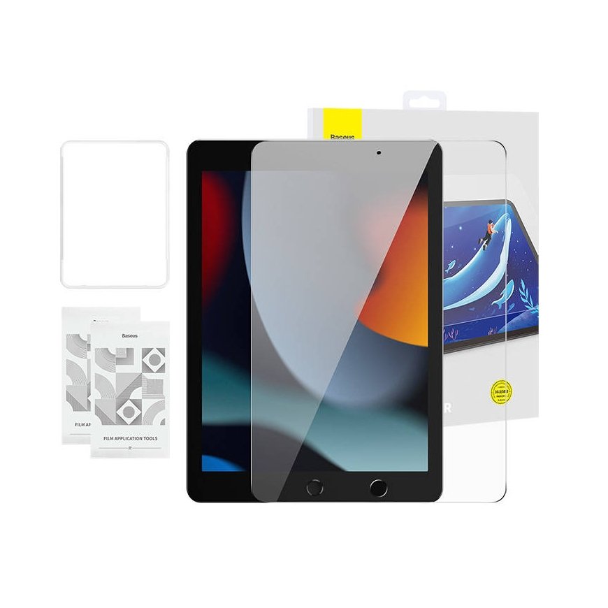 Tempered Glass Baseus Crystal 0.3 mm for iPad Pro/Air3/ 10.2" iPad 7/8/9 (2pcs) + cleaning kit