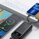 Powerbank Awei PowerBank P169K 20000mAh 22,5W juodas/juodas ekranas + PD/Lightning laidai