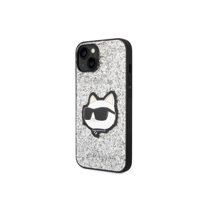 Karl Lagerfeld Case for iPhone 14 Plus 6.7" KLHCP14MG2CPS Silver Hard Case Glitter Choupette Patch – 2