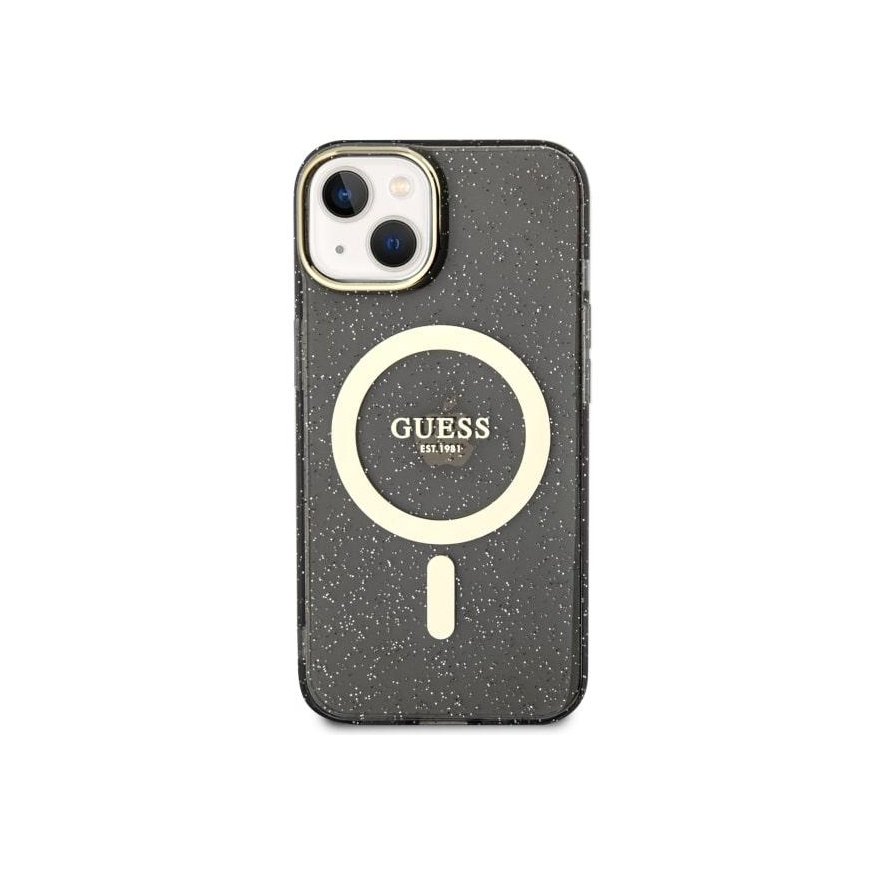 Guess dėklas skirtas iPhone 14 Plus 6,7" GUHMP14MHCMCGK juodas kietas dėklas Magsafe IML Glitter Gold – 3