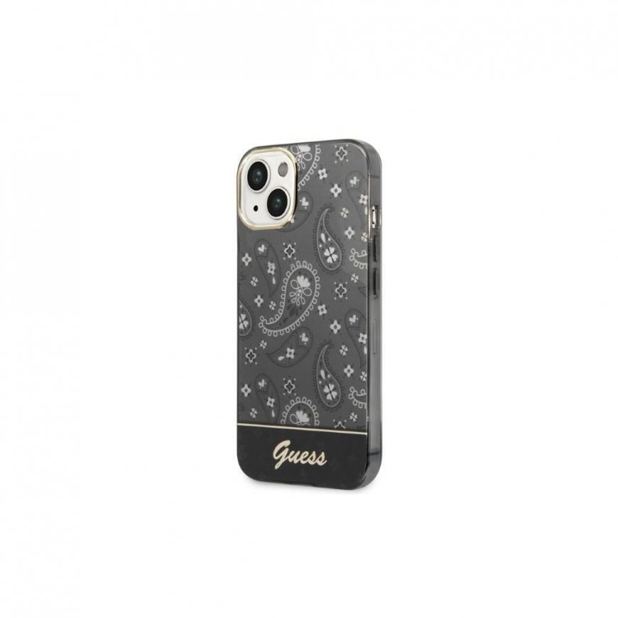 Guess dėklas iPhone 14 Plus 6,7" GUHCP14MHGBNHK juodas HC Electro Cam Paisley
