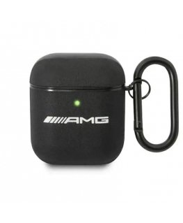 Mercedes "AMG Leather Big Logo" - "Apple AirPods" dėklas, juodos spalvos