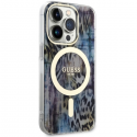 Case Guess GUHMP14XHLEOPWB iPhone 14 Pro Max 6.7" blue|blue hardcase Leopard MagSafe