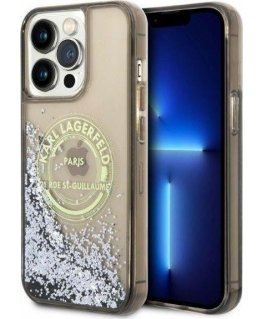 Karl Lagerfeld Case for iPhone 14 Pro 6.1" KLHCP14LLCRSGRK Black Hard Case Liquid Glitter RSG