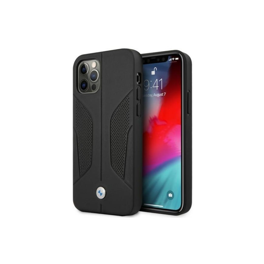 Case BMW BMHCP12MRSCSK iPhone 12/12 Pro 6.1" black/black hard case, leather perforated sides