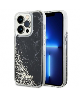 Case Guess GUHCP14LLCSGSGK iPhone 14 Pro 6.1" black|black hardcase Liquid Glitter Marble