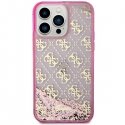 Guess case for iPhone 14 Pro 6.1" GUHCP14LLC4PSGP pink hard case Liquid Glitter 4G Translucent