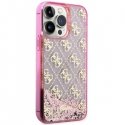 Guess case for iPhone 14 Pro 6.1" GUHCP14LLC4PSGP pink hard case Liquid Glitter 4G Translucent