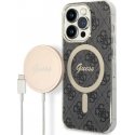 Guess rinkinys Case + Charger, skirtas iPhone 14 Pro 6.1" GUBPP14LH4EACSK Juodas BP Magsafe Dėklas + 4G pakrovėjas