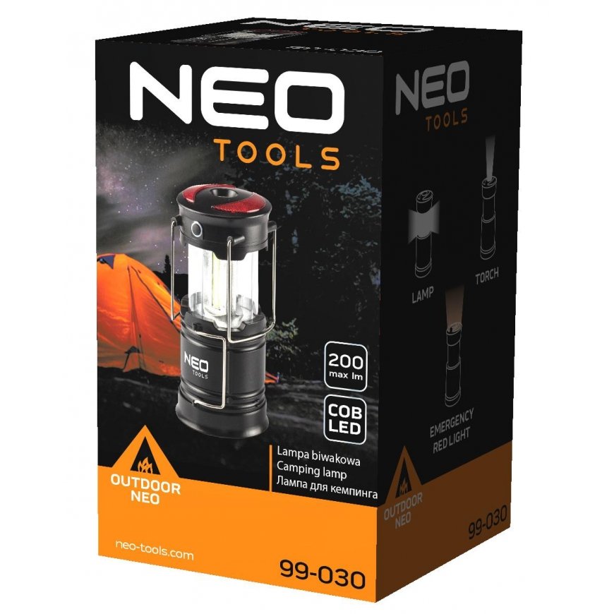 Neo Baterija maitinama stovyklavimo lempa 200 lm 3xAA 3 in 1 COB LED – 4