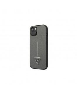 Guess case for iPhone 14 Pro Max 6.7" GUHCP14XPSATLG silver HC Saffiano PU triangle
