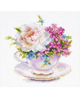 Beldizart Cross-stitch kit "Light morning colors. Cup with peony" S2-57