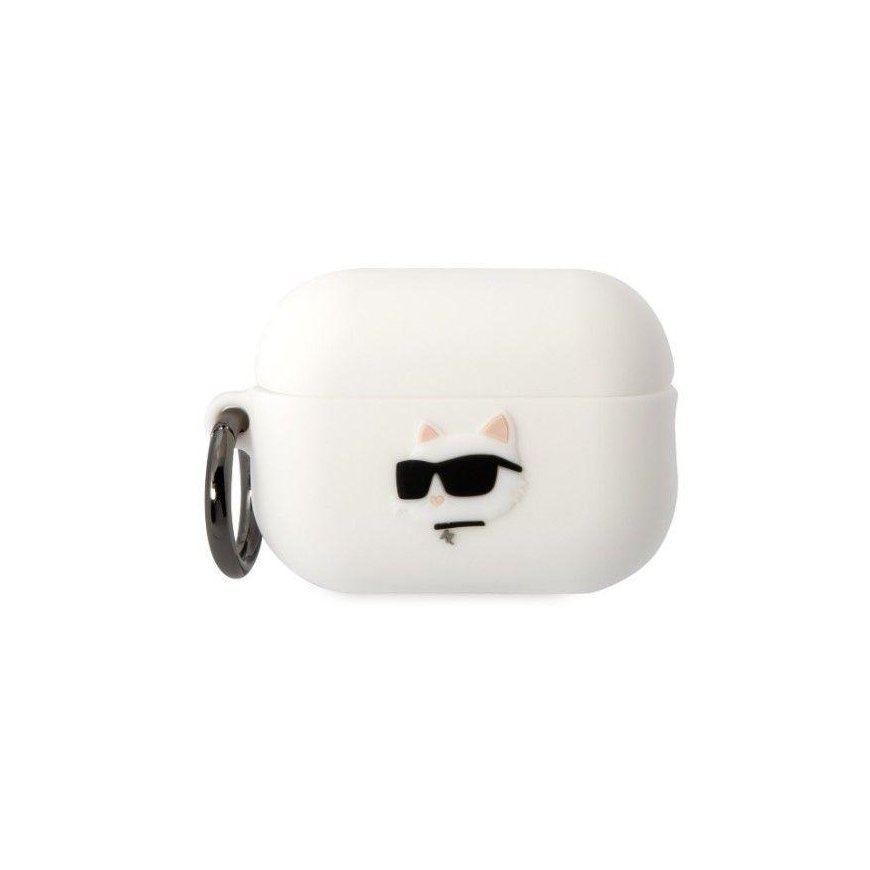 Karl Lagerfeld Dėklas Karl Lagerfeld KLAP2RUNCHH Apple AirPods Pro 2 cover balta/baltas silikoninis Choupette Head 3D