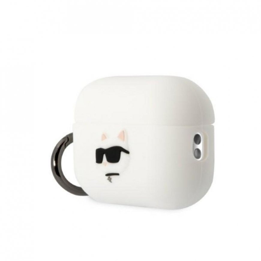 Karl Lagerfeld Dėklas Karl Lagerfeld KLAP2RUNCHH Apple AirPods Pro 2 cover balta/baltas silikoninis Choupette Head 3D – 4