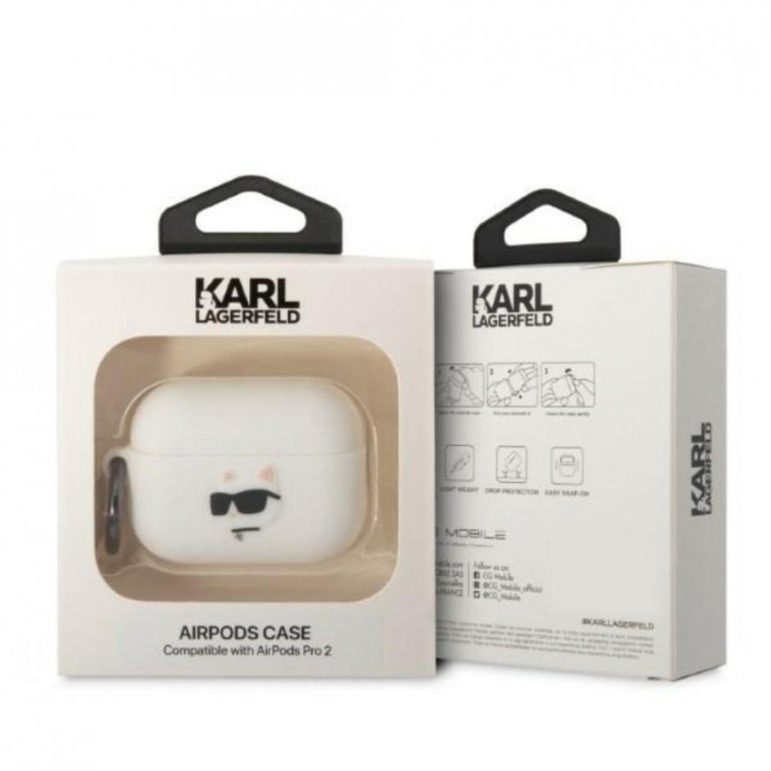 Karl Lagerfeld Case Karl Lagerfeld KLAP2RUNCHH Apple AirPods Pro 2 cover white/white silicone Choupette Head 3D – 5