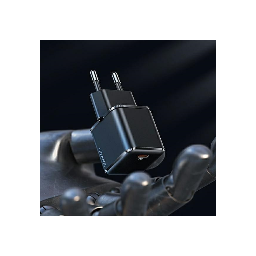 USAMS Ład. siec. 1xUSB-C T45 30W PD3.0 Fast Charging +kabelis U63 USB-C|Lightning juoda|juodas UXTZH01 (USAMS-UX) – 4