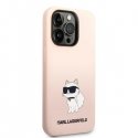 Karl Lagerfeld dėklas, skirtas iPhone 14 Pro 6,1" KLHCP14LSNCHBCP rožinis kietas dėklas Silicone Choupette