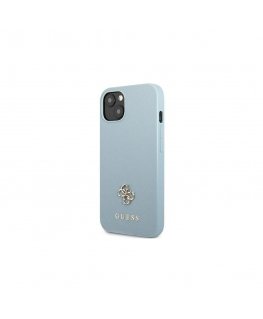 Guess dėklas iPhone 13 Mini 5,4" GUHCP13SPS4MB mėlynas kietas dėklas Saffiano 4G mažas metalinis logotipas