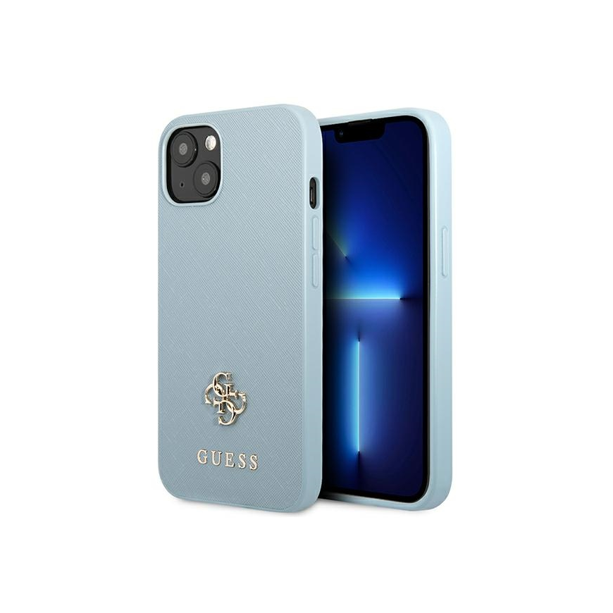 Guess Case iPhone 13 Mini 5.4" GUHCP13SPS4MB Blue Hard Case Saffiano 4G Small Metal Logo – 5