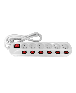 Orno Power strip "Multiswitch", 6 sockets 2P + Z (schuko), 3x1.5mm? Cable, length 1.5m, with illuminated switches: main two-way 