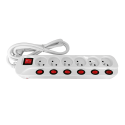 Orno Power strip "Multiswitch", 6 sockets 2P + Z (schuko), 3x1.5mm? Cable, length 1.5m, with illuminated switches: main two-way Orno Power strip "Multiswitch", 6 sockets 2P + Z (schuko), 3x1.5mm? Cable, length 1.5m, with illuminated switches: main two-way