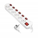 Orno Maitinimo juostelė "Multiswitch", 6 lizdai 2P + Z (schuko), 3x1,5mm?Kabelis, ilgis 1,5m, su šviečiančiais jungikliais: pagr