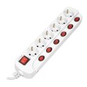 Orno Power strip "Multiswitch", 6 sockets 2P + Z (schuko), 3x1.5mm? Cable, length 1.5m, with illuminated switches: main two-way Orno Power strip "Multiswitch", 6 sockets 2P + Z (schuko), 3x1.5mm? Cable, length 1.5m, with illuminated switches: main two-way