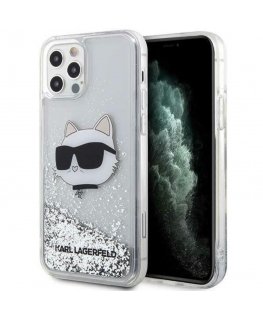 Karl Lagerfeld Case for iPhone 12 / 12 Pro 6.1" KLHCP12MLNCHCS Silver HC Liquid Glitter NFT Choupette Head
