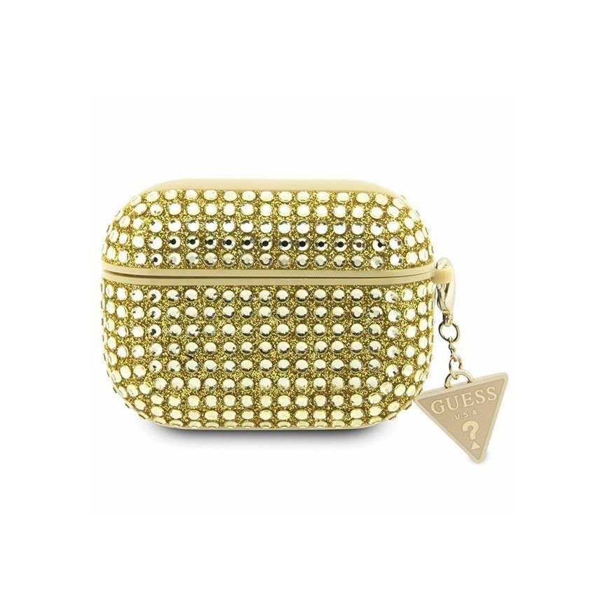 Guess etui do AirPods Pro GUAPHDGTPD Gold Rhinestone Triangle Charm