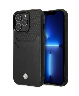 Case BMW BMHCP14X22RSEPK iPhone 14 Pro Max 6.7" black/black Leather Card Slot