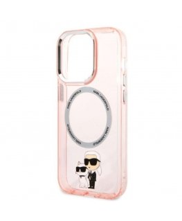 Karl Lagerfeld dėklas, skirtas iPhone 14 Pro 6,1" KLHMP14LHNKCIP rožinis kietas dėklas Magsafe IML NFT Karl&Choupette