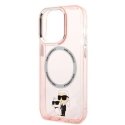Karl Lagerfeld dėklas, skirtas iPhone 14 Pro 6,1" KLHMP14LHNKCIP rožinis kietas dėklas Magsafe IML NFT Karl&Choupette