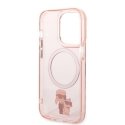 Karl Lagerfeld dėklas, skirtas iPhone 14 Pro 6,1" KLHMP14LHNKCIP rožinis kietas dėklas Magsafe IML NFT Karl&Choupette