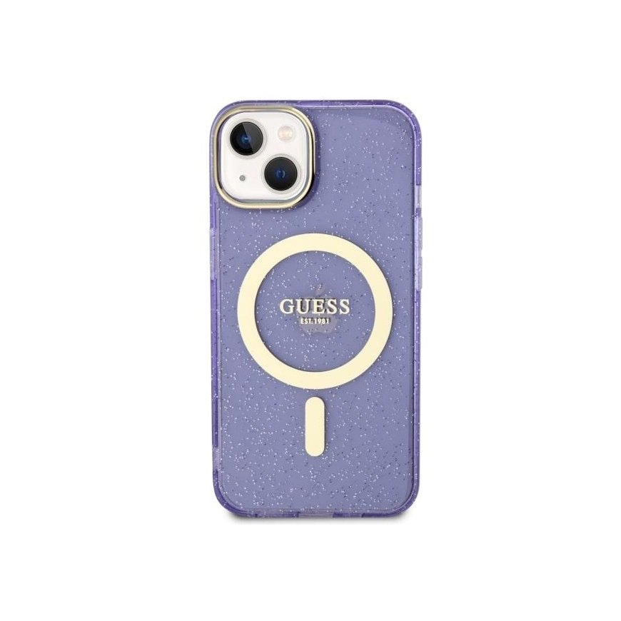 Guess case for iPhone 14 Plus 6.7" GUHMP14MHCMCGU purple hard case Magsafe IML Glitter Gold – 3