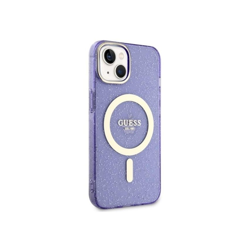 Guess dėklas skirtas iPhone 14 Plus 6,7" GUHMP14MHCMCGU violetinė kieta dėklas Magsafe IML Glitter Gold – 4